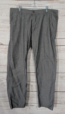 Dockers Chino Pants Mens 38x32 Heather Grey Slub Chambray Cotton Preppy Casual